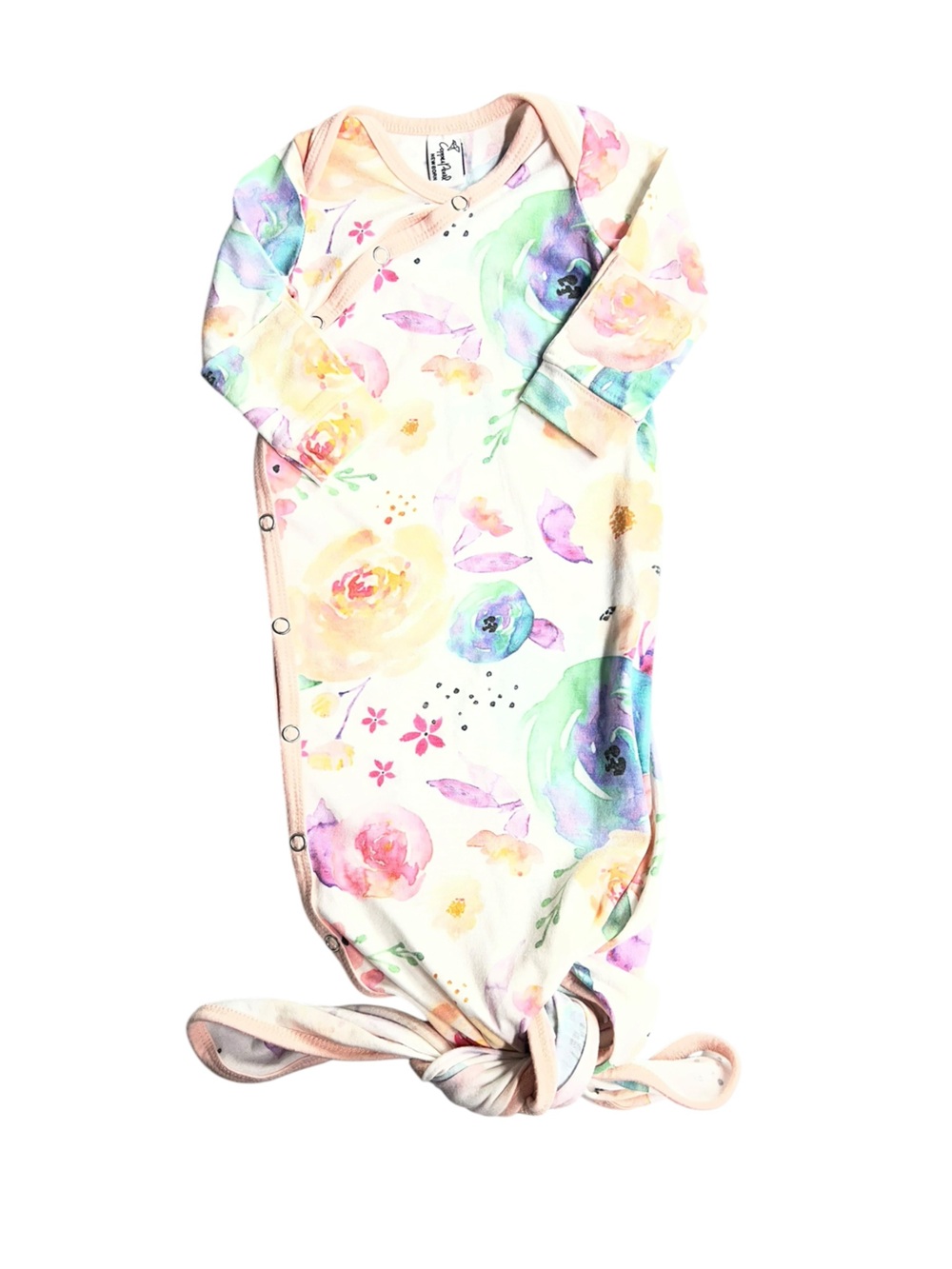 Copper Pearl Floral Tie Gown Newborn